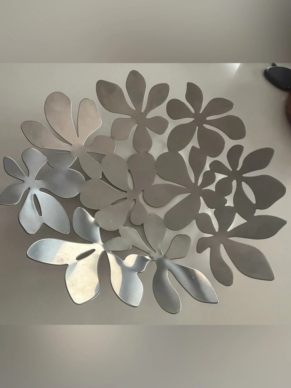 Vintage IKEA STOCKHOLM Monika Mulder 17” Stainless Steel Floral Bowl
